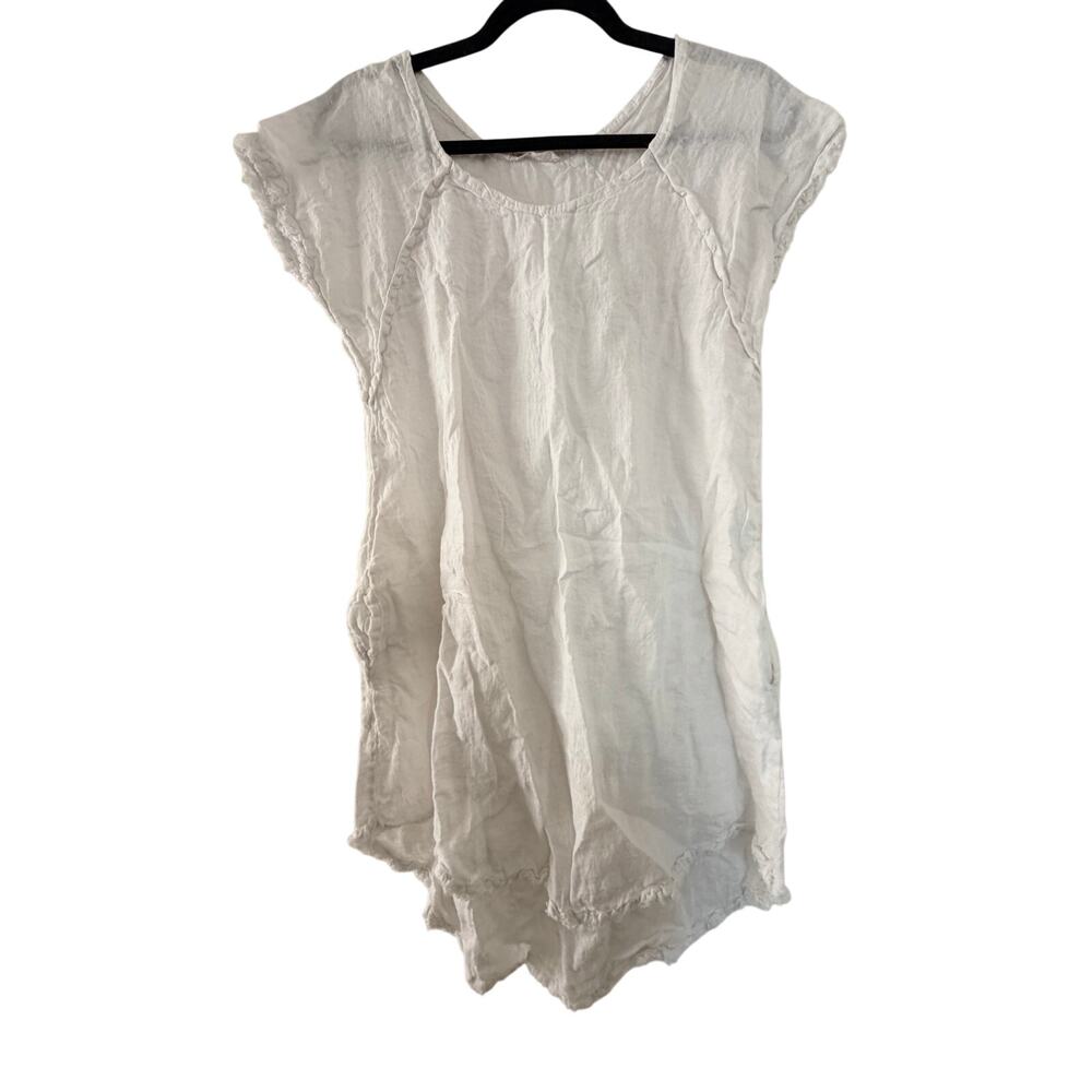 Catwalk Studio White Linen Dress with Raw Hem - Made in Italy - Picture 4 of 6